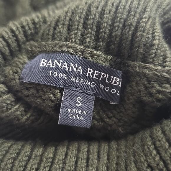 Banana Republic Merino Wool Fisherman Turtleneck Sweater S Fairy Grunge Academia - Picture 5 of 5